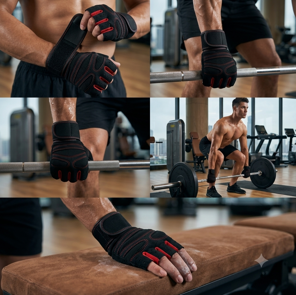 Half finger gym gloves